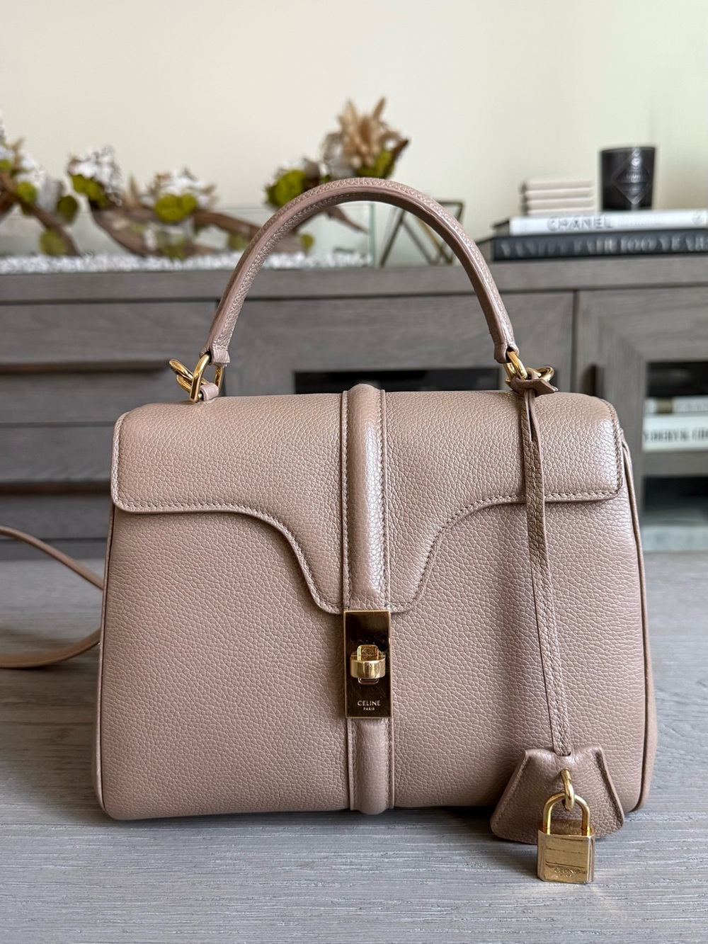 Celine - Taupe Leather Top-Handle Bag
